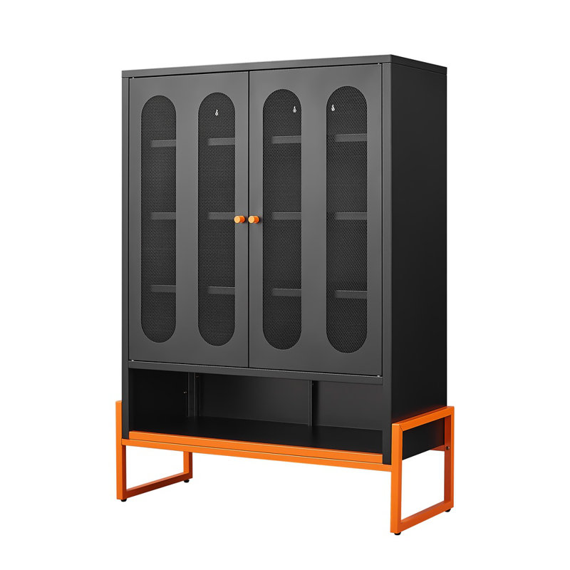 5.9" High Foot Double-sided Mesh Door Shoe Cabinet – Movable Double-layer Partitions, Hollow Base (moisture-proof/seismic), Robot Vacuum Accessible, Under-door Storage For Living Room