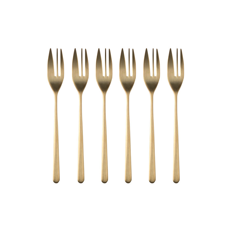 Ensemble de 6 fourchettes à gâteau Linea Bronzo, Or givré