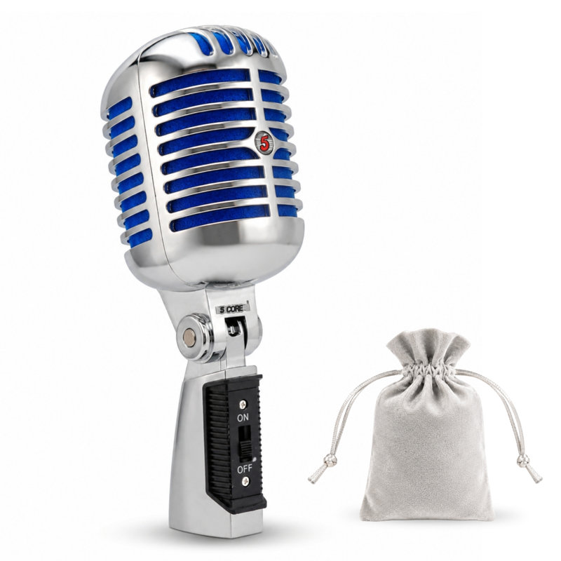 Microphone rétro à 5 cœurs classique dynamique professionnel XLR Studio, Bleu