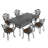 Outdoor Patio Dining Table - Construction, Black, Rectangular, Umbrella Hole, Space Stacking Design Cast With Hole Weather , 6