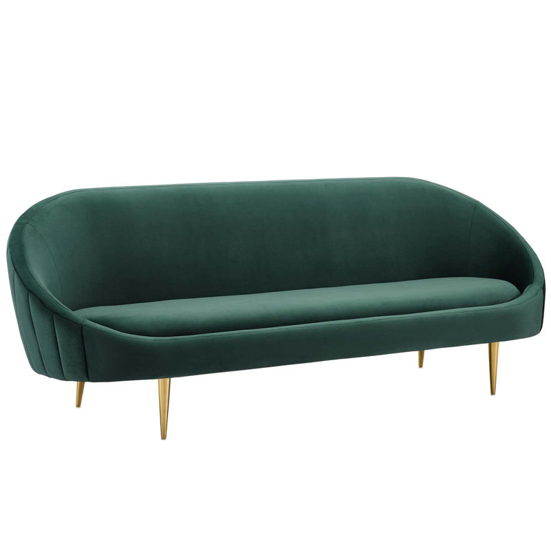 Modway Silver Orchid Perez Vertical-curve Back Sofa, Green Velvet