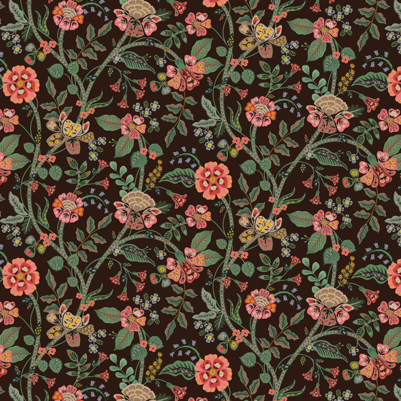 Mayfair Headboard In Gracie Cocoa, Full/Double, Brown Floral