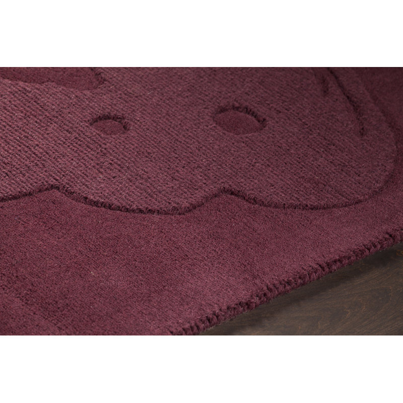Worcester Authentic Hand-Tufted Wool Maroon Butterfly Area Rug, Rectangle 7' x 10'