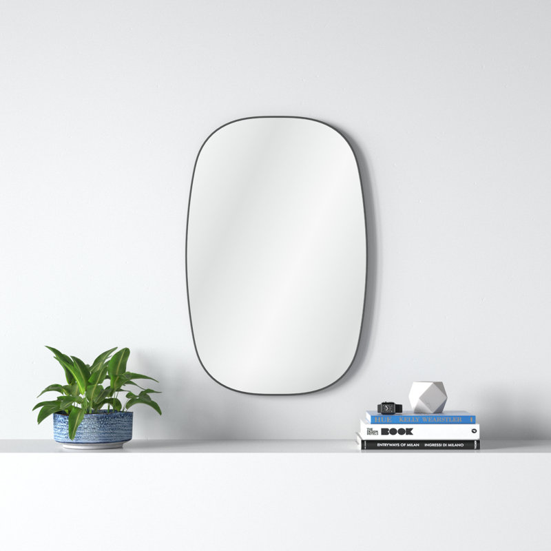 Matte Black Metal Framed Flat Wall Mirror
