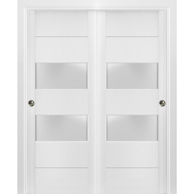 Lucia Frosted Glass Wood Sliding Closet White Doors -  SARTODOORS, LUCIA4010DBD-BEM-48