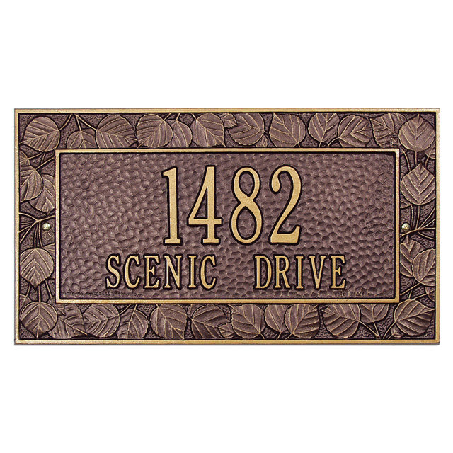 Plaque d'adresse murale sur 2 lignes Aspen, Étain et argenté, Oui