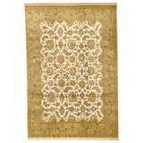 Hand Knotted Wool Area Rug in Ivory And Green
