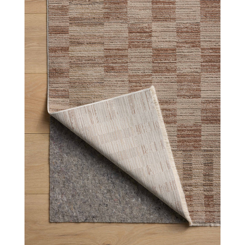 Brick and Natural Geometric Wool Area Rug, 7'10" x 10'