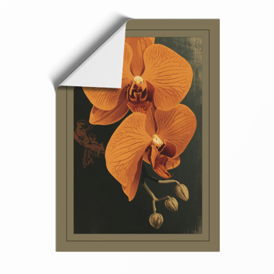 Orange Orchid Study Botanical - Framed Print