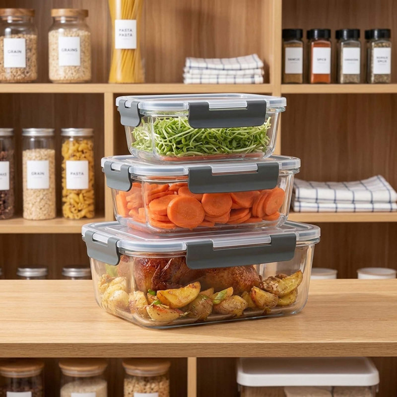 Ensemble de 6 contenants alimentaires en verre, 74,7 oz, 40,9 oz et 19,3 oz, hermétique, allant au micro-ondes et au lave-vaisselle