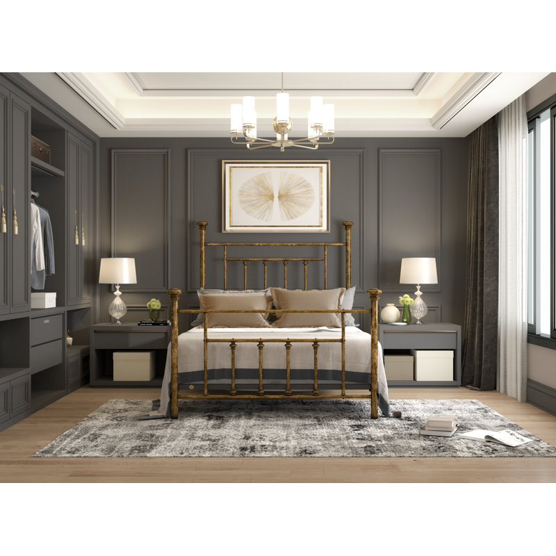 101 Generations Bed | Complete Standard, Weathered Brass Lacquered, Queen