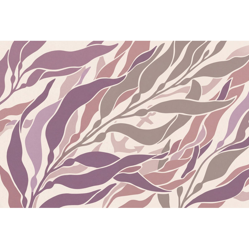 Papier peint botanique amovible sur fond blanc, 160 po x 108 po, Non tissé