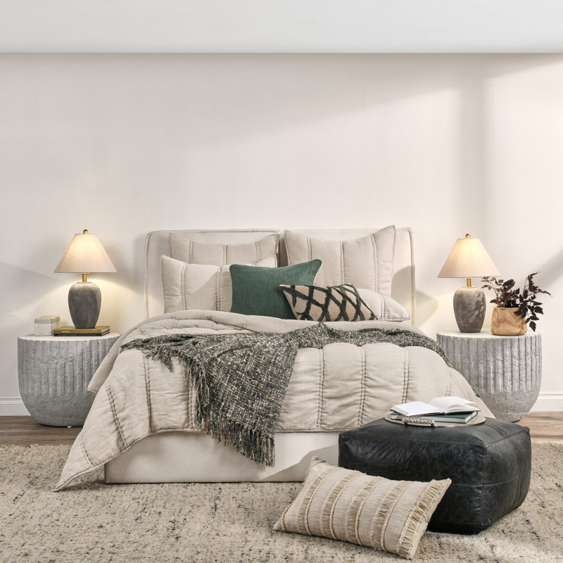 Rowen Sustainable Fabric Quilt, Queen Quilt, Beige
