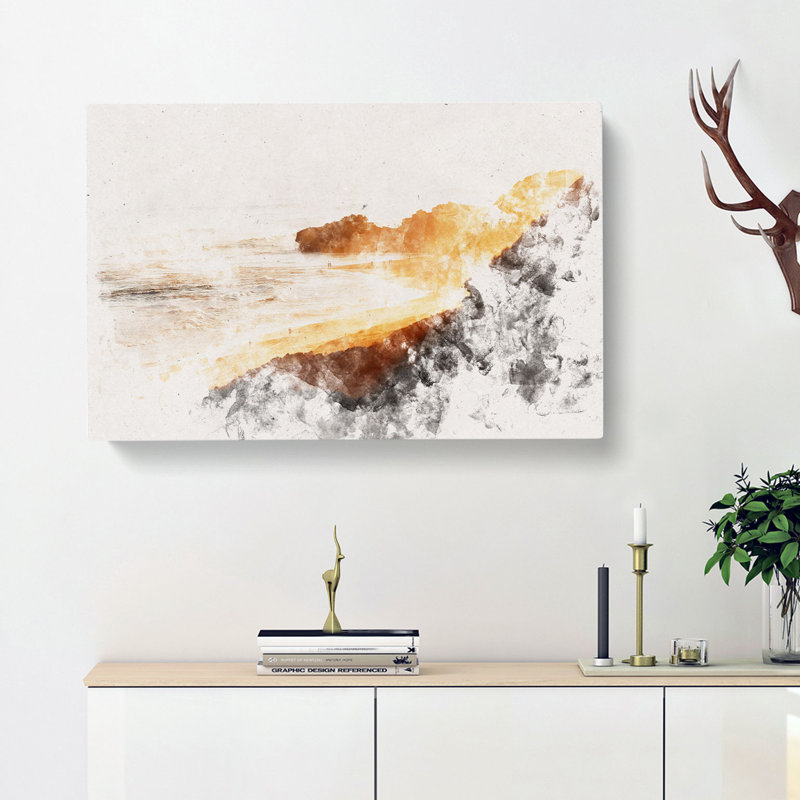 Portsea Beach in Australia Watercolour - Wrapped Canvas, 35cm H x 50cm W x 3cm D