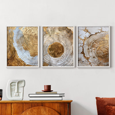 Abstract  Series  XLIII  -Set Of 3 Framed Giclee Prints -Ready to Hang