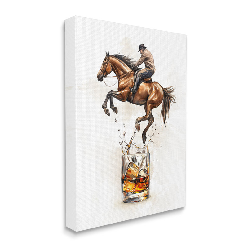 Cowboy & Bourbon par Ziwei Li, H 30 po x l 24 po x P 1,5 po, Giclée encadrée noir minuit