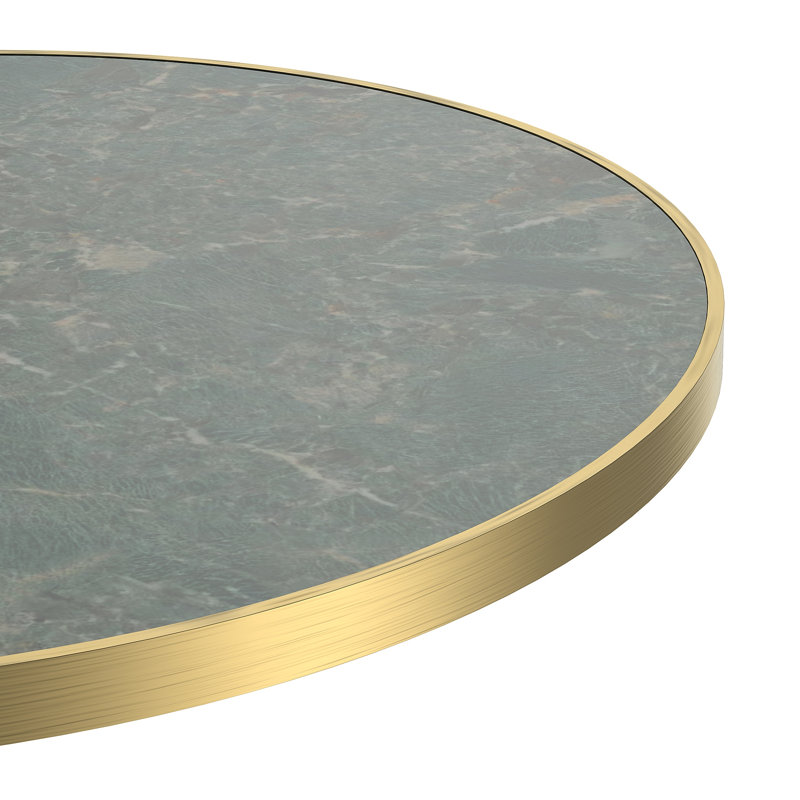 Table bistro tulipe ronde et moderne avec plateau en faux marbre, structure en métal robuste et facile à assembler, Vert