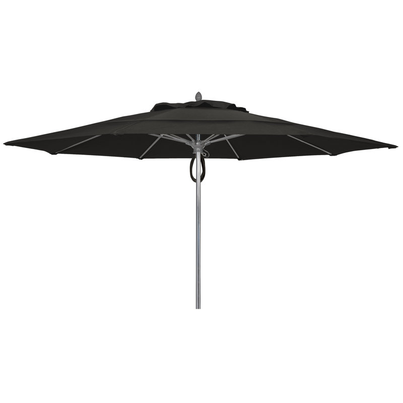 Parasol de marché 13 'Prestige, Aluminium brillant, Toile Sunbrella® rouge Jockey