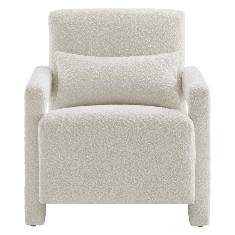 Modway Mirage Boucle Upholstered Armchair, Ivory 100% Polyester