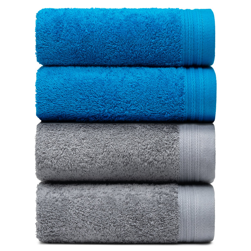 Ensemble de serviettes essuie-mains 100% coton 4 pièces Kendra, Gris foncé / pétrole