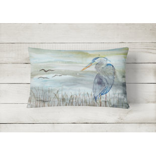  Heron Watercolor Decorative Indoor/Outdoor Lumbar Pillow