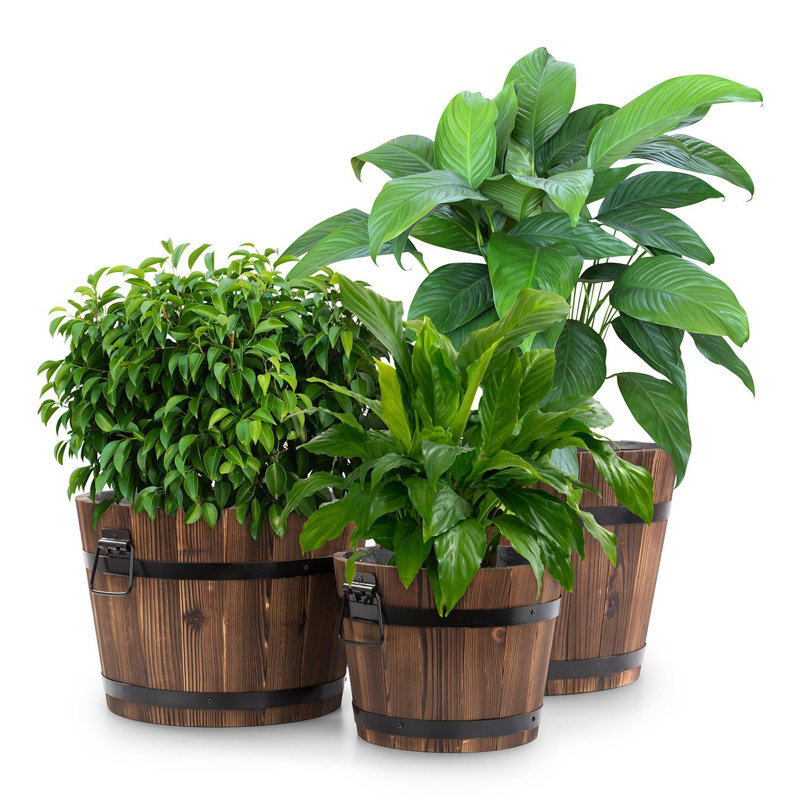 Wood Barrel Planter