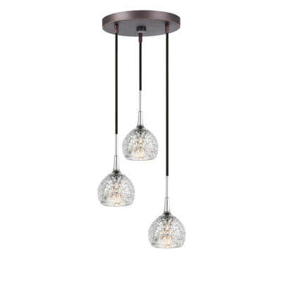 Luminaire suspendu sphère 3 lumières grappe Jerrie