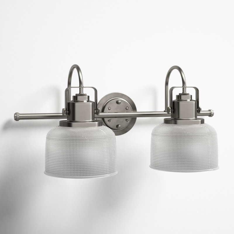 Rosser 2 Light Transparent Dimmable Vanity Light, Antique Nickel