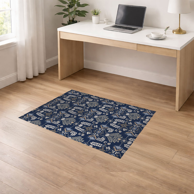 Tapis de bureau léger Zoey, L 24 po x P 36 po, Marine