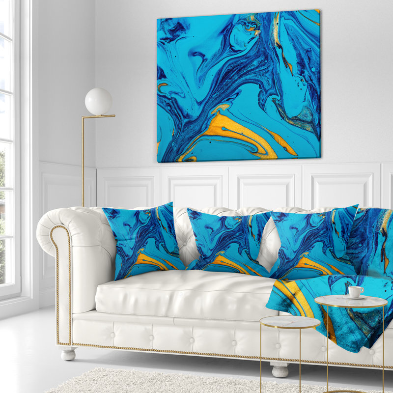 Coussin abstrait en acrylique abstrait à peindre, 18 po x 18 po, Coussin décoratif
