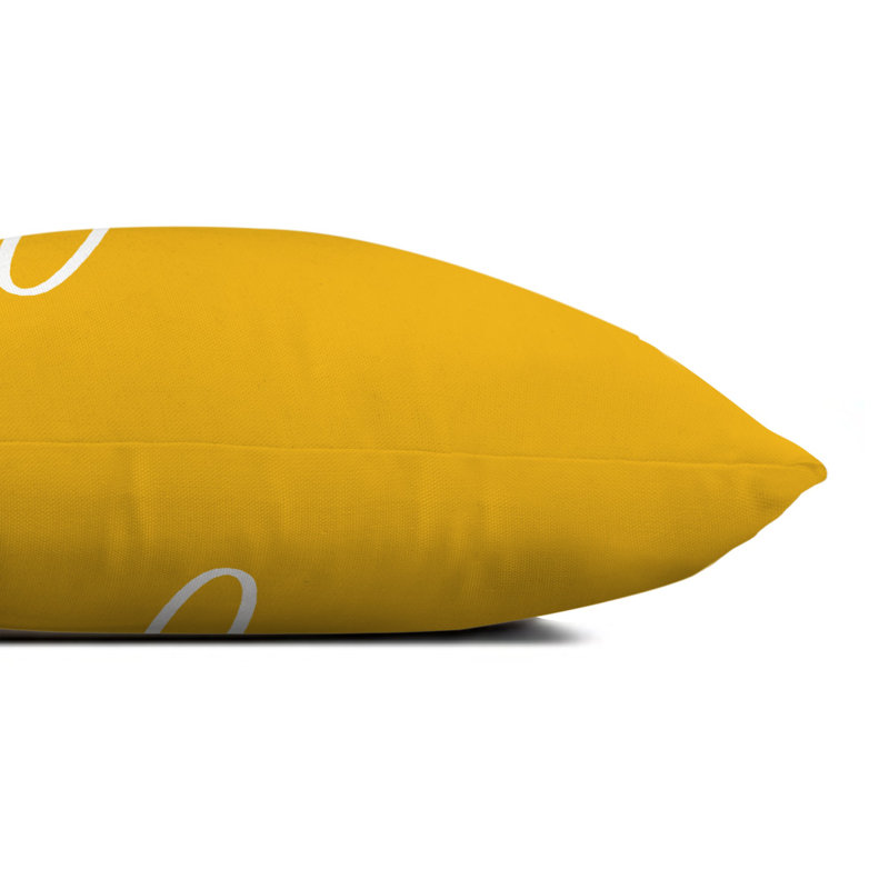 Outdoor Reversible Throw Pillow, Yellow/White