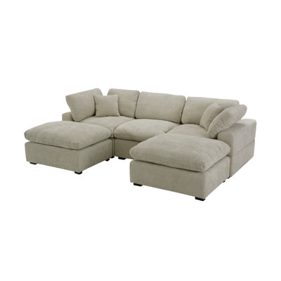 Canapé modulaire moelleux modulaire en chenille extra doux en forme de U avec repose-pieds et accoudoirs