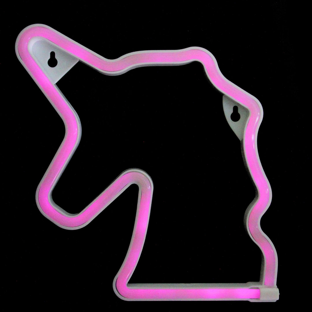 11.75" Pink Unicorn LED Neon Style Wall Sign Trinx