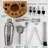 Bartender Kit With Bamboo Stand, 12 Piece 25oz Cocktail Shaker Set With All Essential Bar Tools Set For Drink Mixing, Ideal Gifts For Cocktail Lovers, Home Bar Bartending Kit With Cocktail Recipes