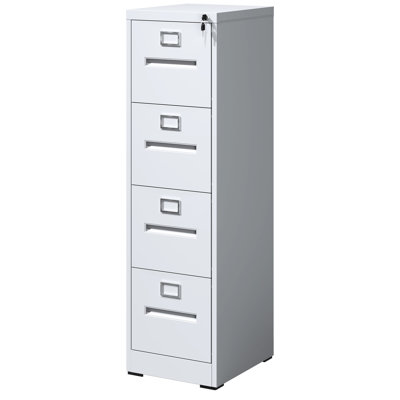 High Capacity 4 Drawer Vertical File Cabinet, A4/Legal/Letter Compatibility, Steel Construction, Label Frames, Noiseless Drawers