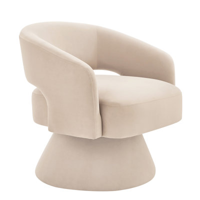 Jeremiah Taupe Velvet Swivel Chair, 360 Degree Rotation, Open , Modern Accent For Living Room Bedroom Office And Study Upholstered Round Chair Office, by Hokku Designs