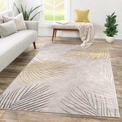 Tapis moderne pour le salon avec motif de feuilles de palmier