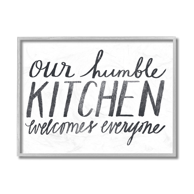 «Minimal Our Humble Kitchen Expression Text» par Katie Doucette - impression d'art graphique, H 11 po x l 14 po x 1,5 po