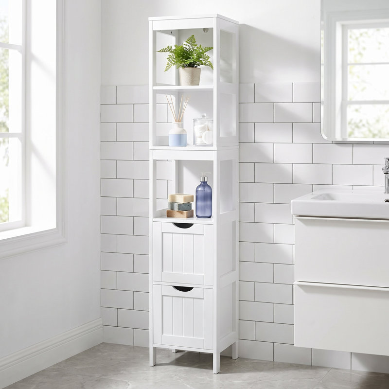 Armoire à linge autoportante Oxfordshire, Blanc, 55,9 po x l 12 po x P 12 po