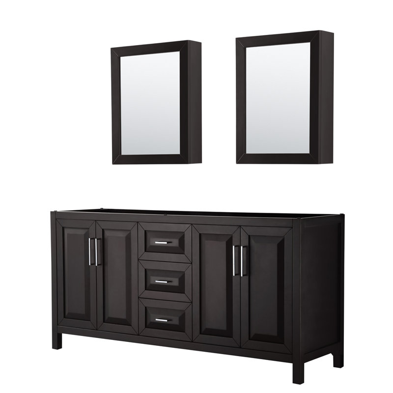 Daria 72'' W Double Vanity, Dark Espresso, Polished Chrome, White Cultured Marble