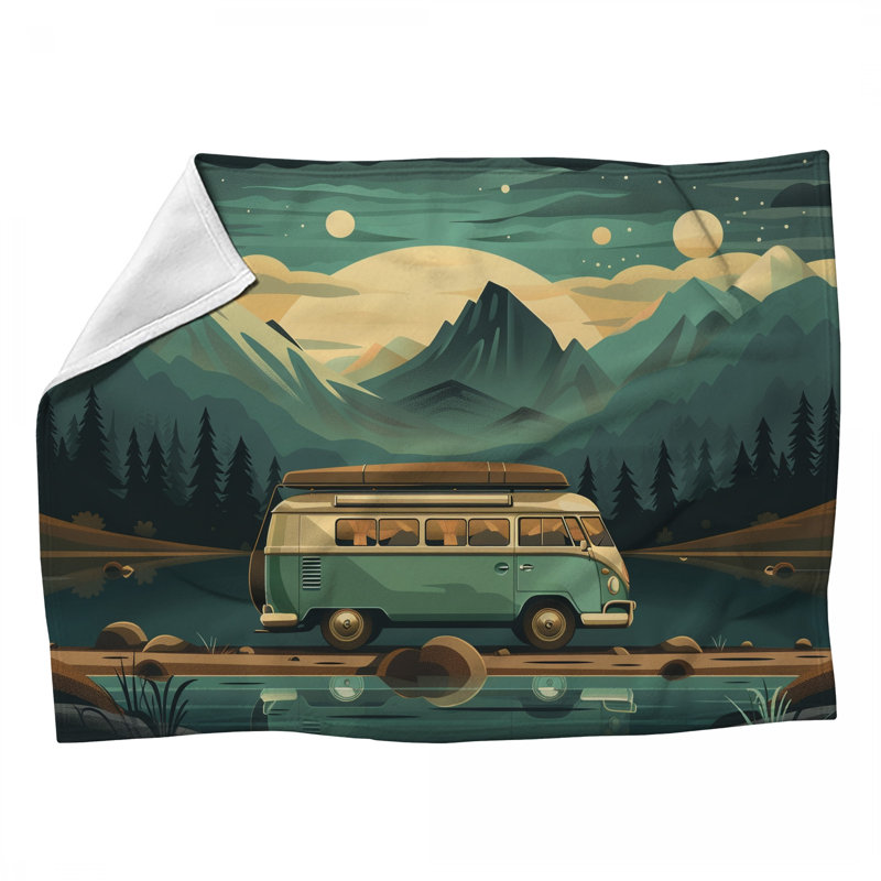 Jeté en molleton Camping Van - Jetés de voyage pour canapés ou lits, 50 po x 60 po