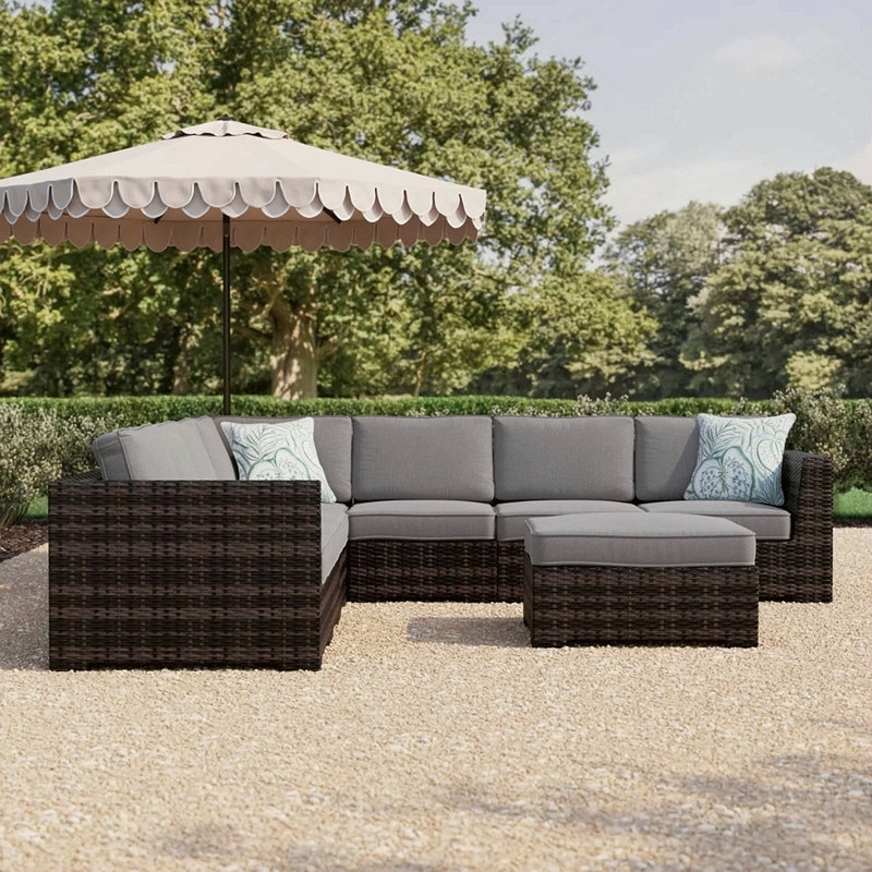 Canapé modulaire réversible en osier entièrement assemblé pour patio extérieur