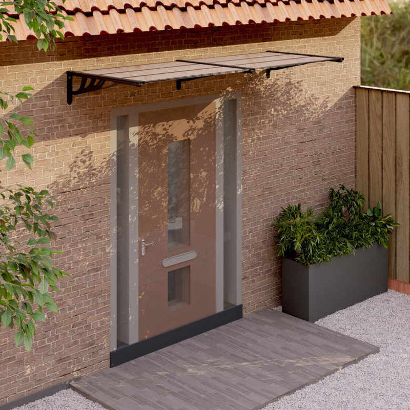 Vidaxl Door Canopy Gray And Transparent Polycarbonate, 10.8" H x 94.1" W x 35.4" D