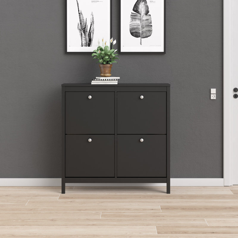 Cynteria 16 Pair Shoe Storage Cabinet, Black