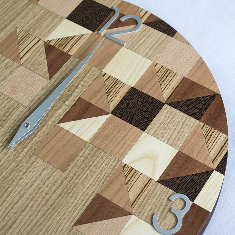 Dolcevita Wall Clock, 40cm H x 40cm W x 3cm D, Oak/Brown/Black