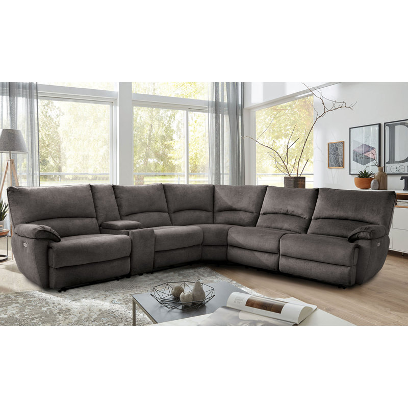 Canapé modulaire inclinable électrique Dothen, 100 % polyester gris