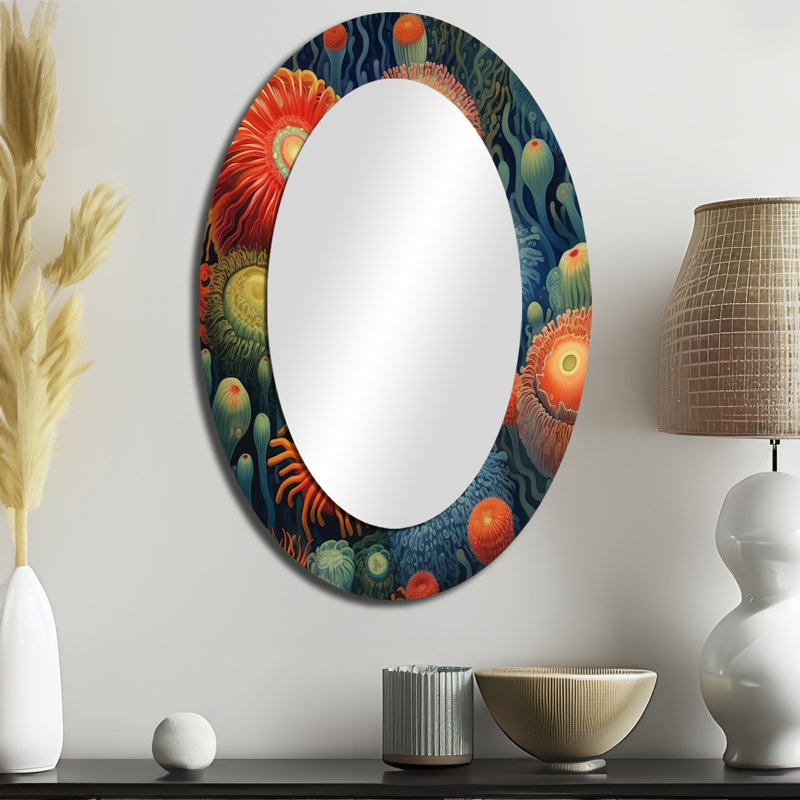 Magnifique miroir mural ovale rétro, 36 po x 24 po