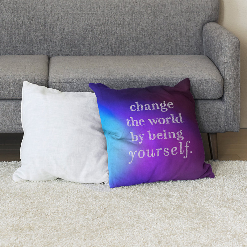 Coussin de plancher change the World, 40 po x 40 po, Bleu / Mauve