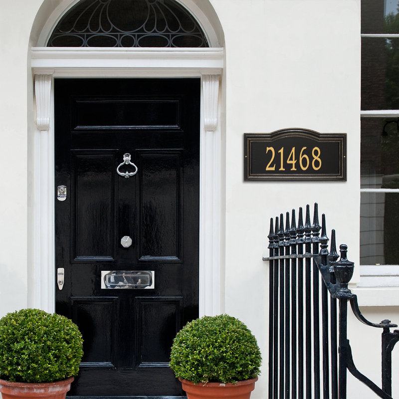 Signature Series 1-Line Wall Address Plaque, Black, Gold, Yes