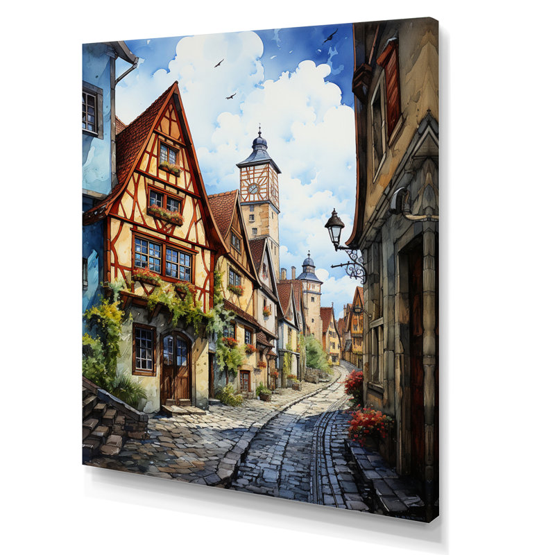Kristella Allemagne Rothenburg Street II, H 44 po x l 34 po x P 1,5 po, Toile tendue